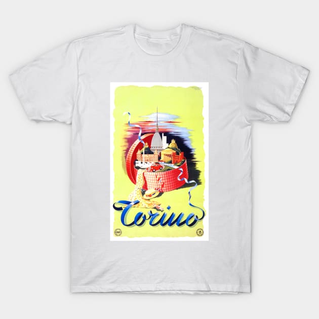 Vintage Travel Poster Italy Torino T-Shirt by vintagetreasure